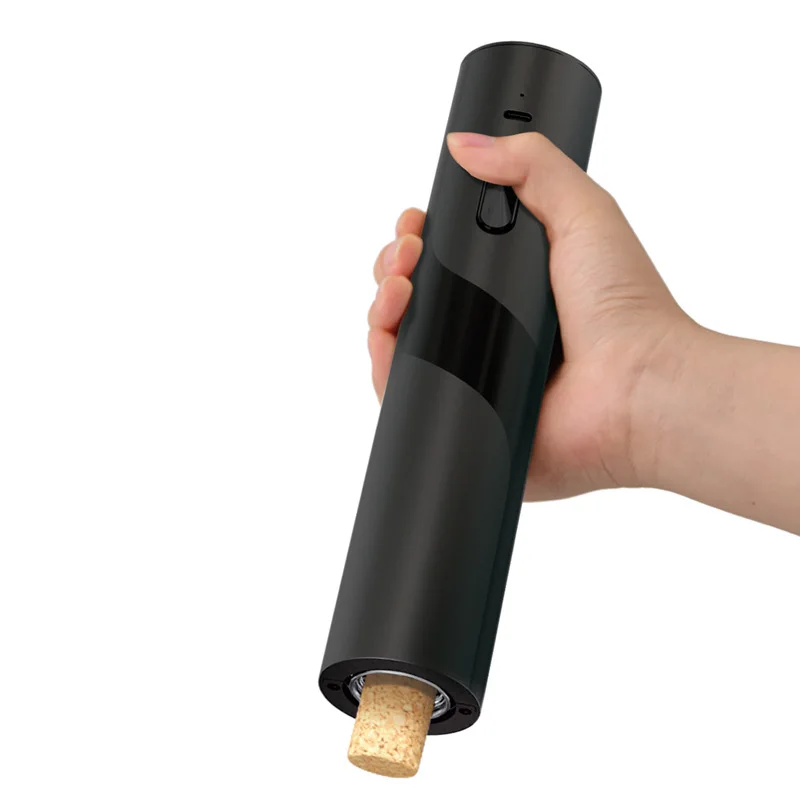 Hot Selling Black Electric Wine Opener Set Rechargeable Battery Foil Cutter Tool Set Customizable Logo Durable Metal Plastic