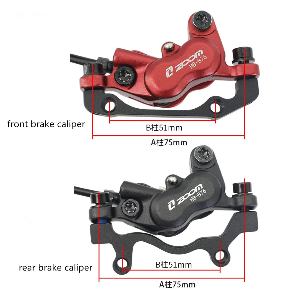 ZOOM HB-876E Power-off Hydraulic Brakes Set 4 Pistons Electric Bike E Scooter Hydraulic Brake Set