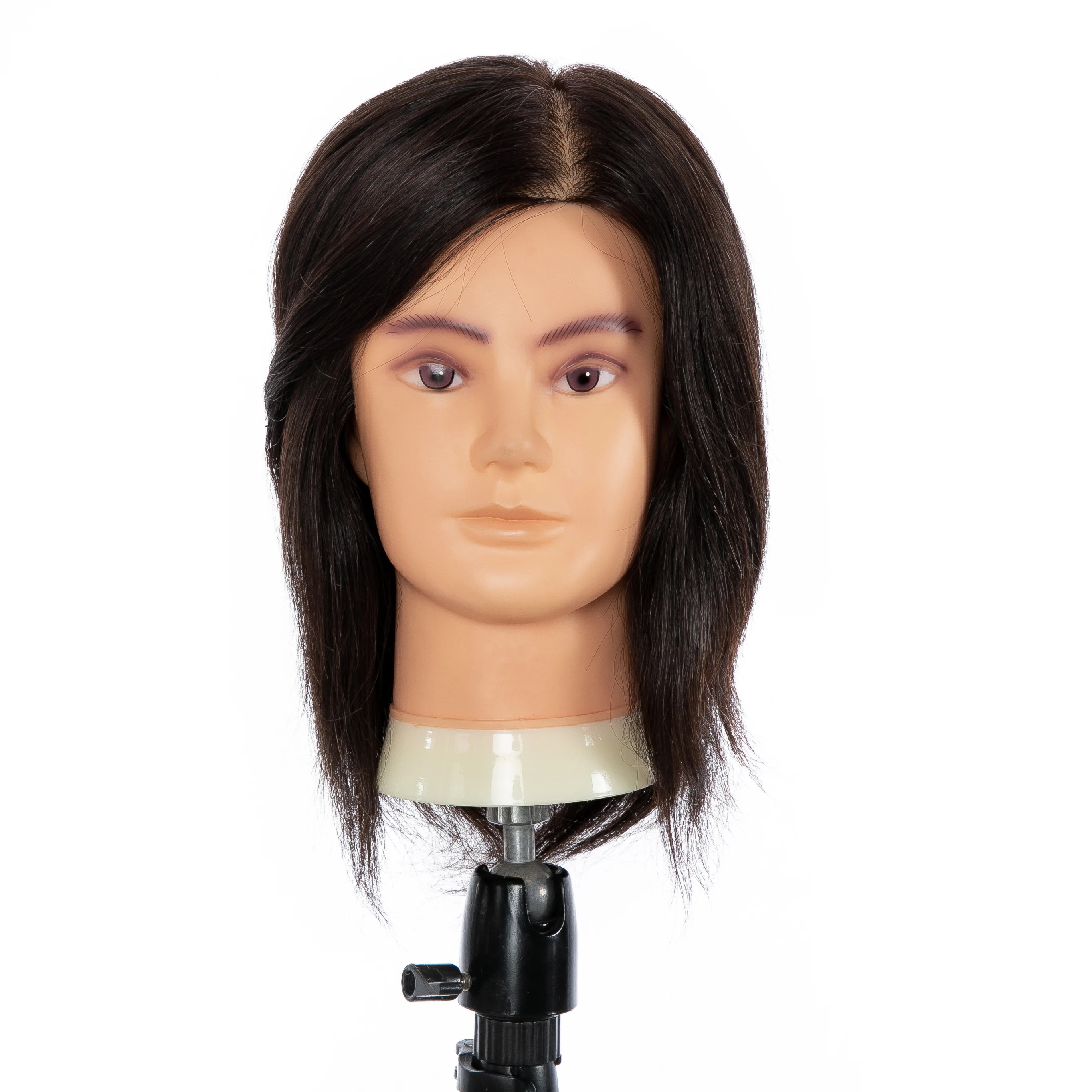 
First Beauty training head mannequin 100 percent real human hair mannequin male with beard can be dye cut curly perm 