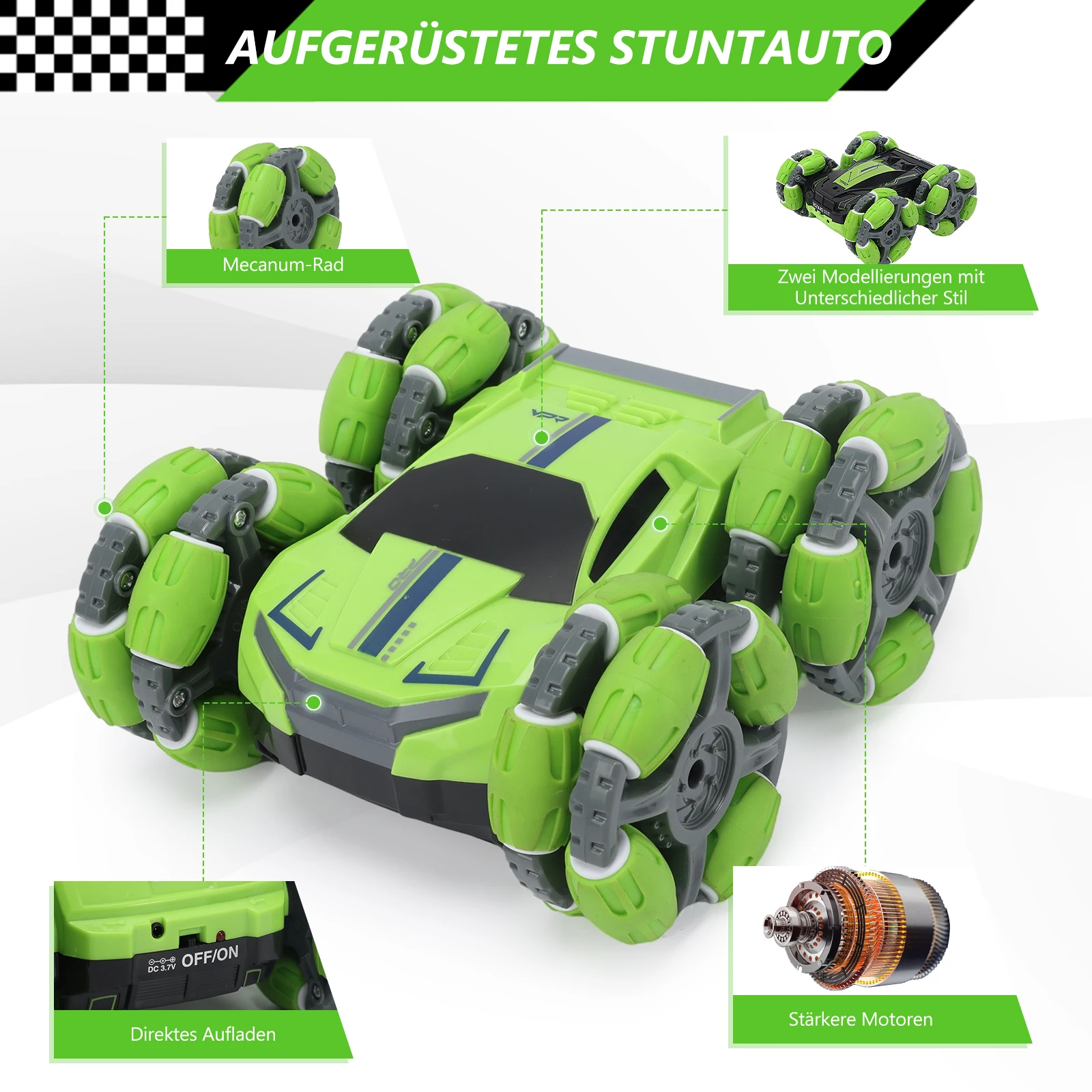 RC Car Remote Control Stunt Car 4WD Monster Truck Double Sided Rotating Tumbling 2.4GHz High Speed Rock Crawler Vehicle