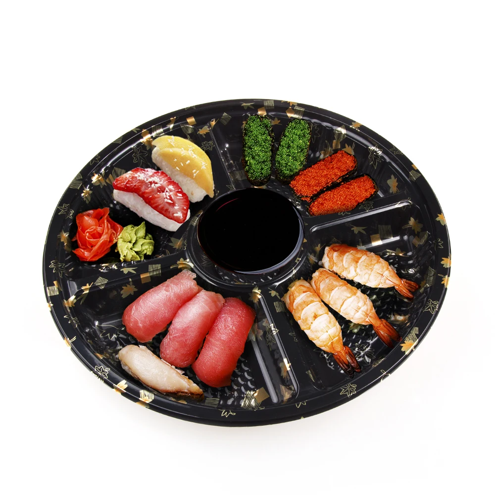 Round shape disposable take ou sushi box plastic