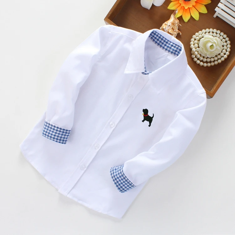 Children Clothing Boy Shirts Blouse Button 8 Years Kids Baby Boys Long Sleeve Shirt For 4-15 Years