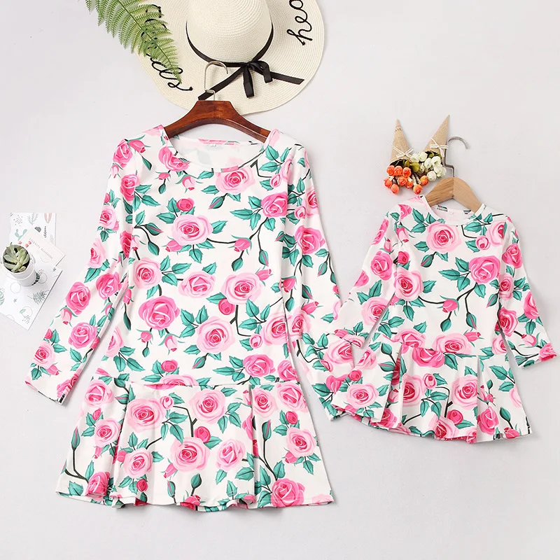 Mommy And Me Outfits Dresses Long Sleeve Mom And Daughter Set Dress Floral Mom And Daughter Set