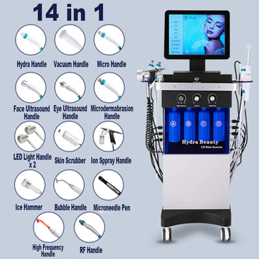 OEM 14 In 1 Cleaning Hydro Microdermabrasion Oxygen Jet Aqua Peeling Facials Skin Care Hydra Dermabrasion Facial Machine