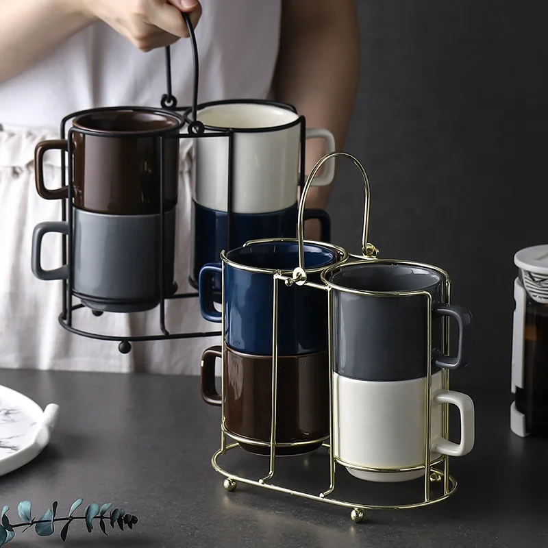 Newest stackable coffee mug with rack collapsible coffee cup