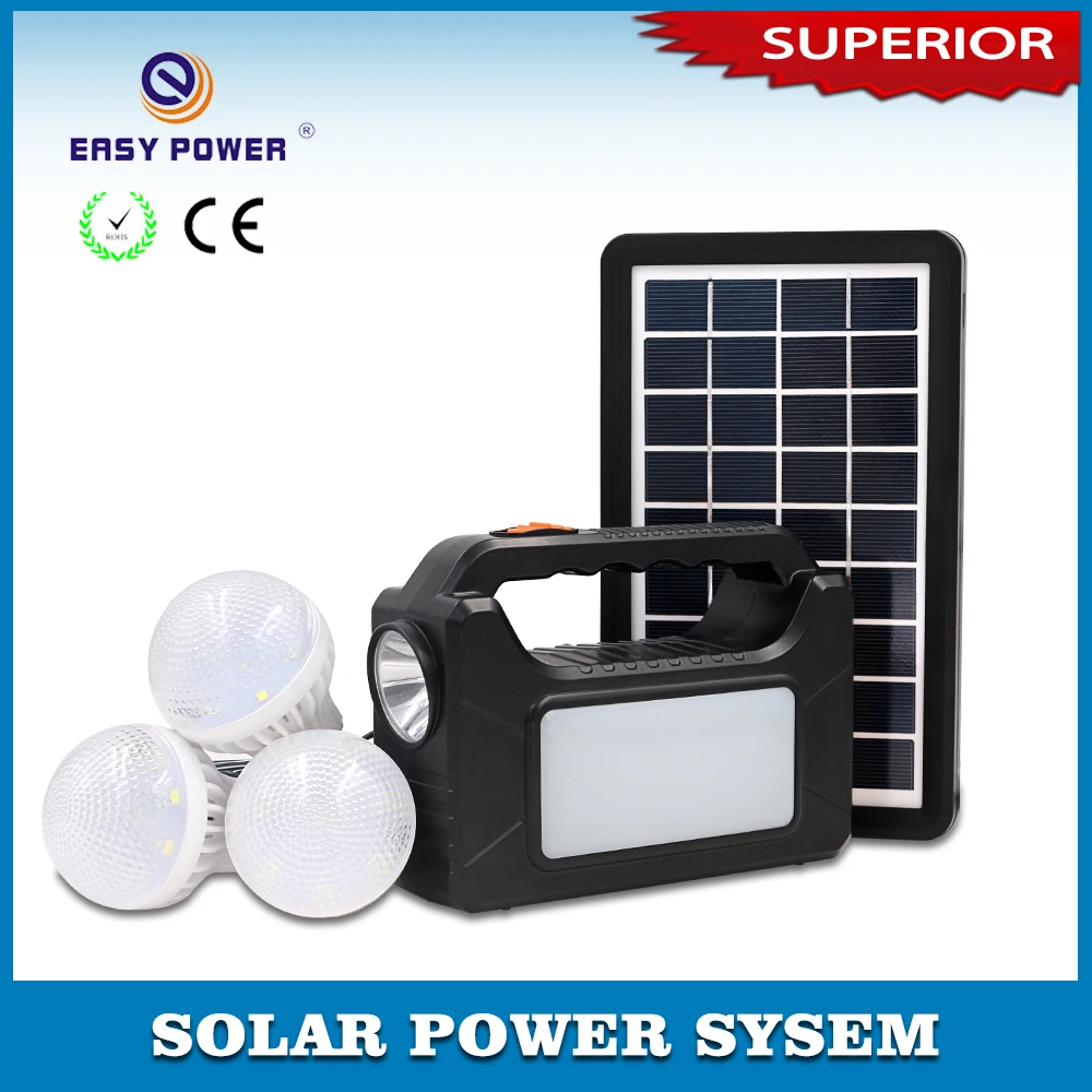 Fashion design rechargeable sun power generator portable solar power lighting system with battery inside and solar panel bulbs
