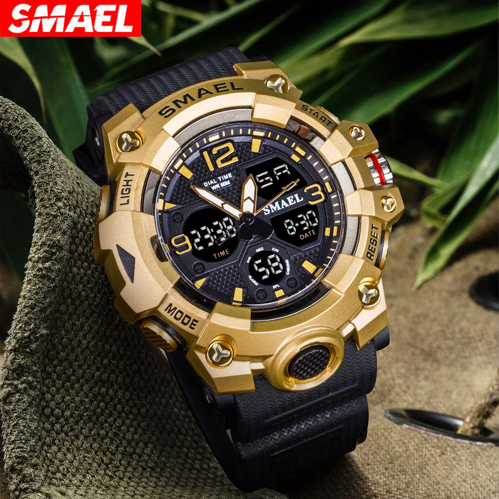 SMAEL 8008 2023 New model Men Sport Watches Dual Display Wrist watch Waterproof reloj hombre LED Digital Mens Kids sports watch