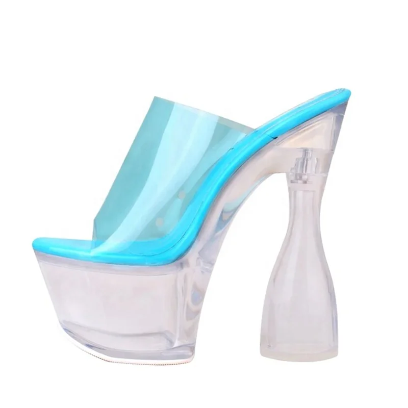 Transparent Thick Platform Sandals Summer Slip-on Chunky Heels Open Toe PVC Shoes for Lady Women Clear Outdoor Slippers
