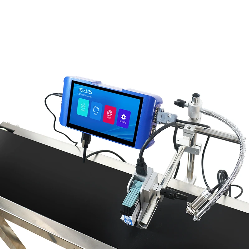 New 12.7mm bottle production date coder online automatic inkjet printer for metal plastic wood paper