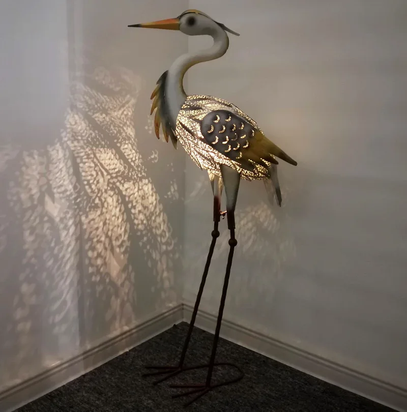 Для декоративного освещения заднего двора металлическая скульптура heron декоративное освещение на солнечной