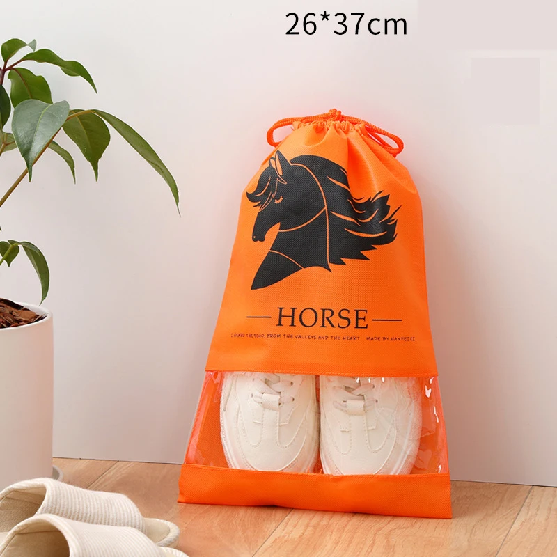 Custom Logo Printing Travel Portable Shoes Separate Storage Drawstring Bag Non-woven Dust-proof Bag