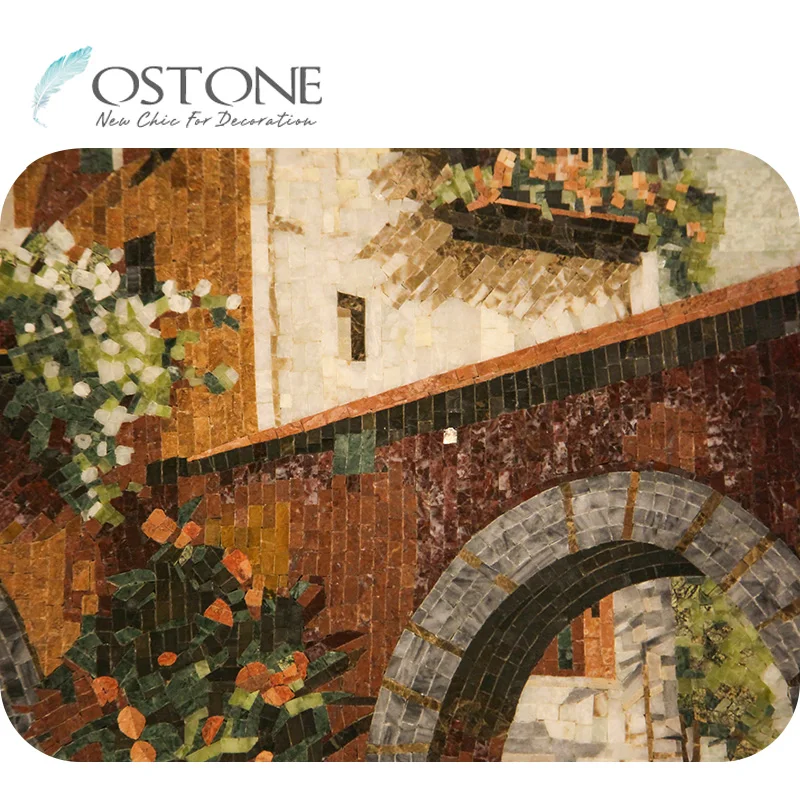 China Manufacturer Mediterranean Design Marble Mosaic Scenery Art Painting