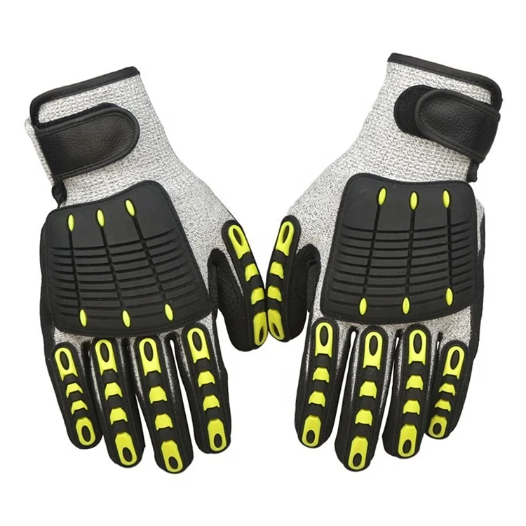 Wefocus Oilfield Sandy Nitrile Cut Resistant Anti Vibration Shock Proof Tpr Gloves Anti Impact Gloves Mechanic Gloves