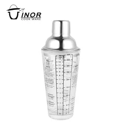factory direct bar accessories martini shaker stainless steel glass cocktail shaker with scale