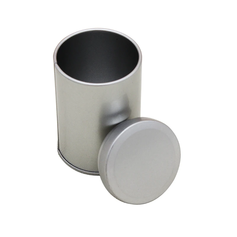 Custom airtight metal round silver blank tin box tea tin green tea packaging with plug in double lid