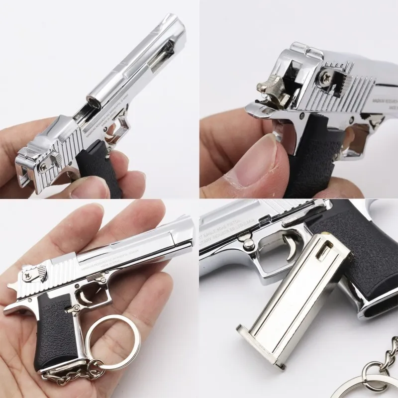 Metal Mini Gun Model  Pistol Desert Eagle Keychain for Men Toy Pendant