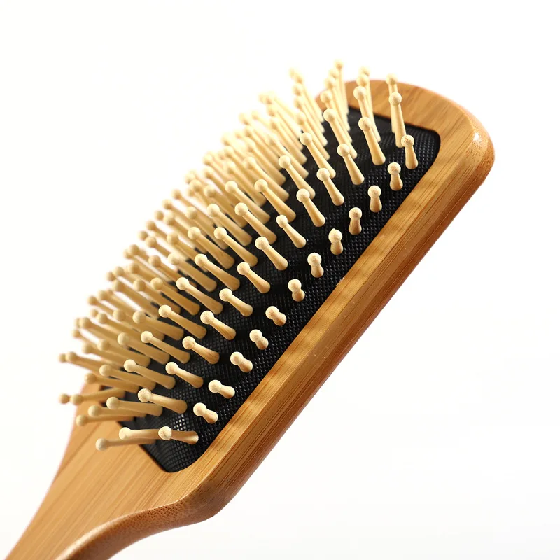 Natural Bamboo Paddle Hair brush with Printing Pattern Detangler Hair Brush for Women