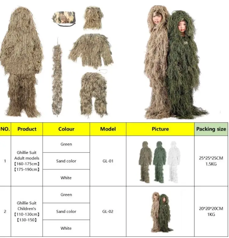 Ghillie Hunt Suit Gear Camouflage Jungle Uniform For Hunting Orange Hunting Clothes