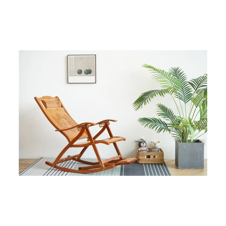 Middle and new style folding chair for the elderly living room chair bamboo rocking chair