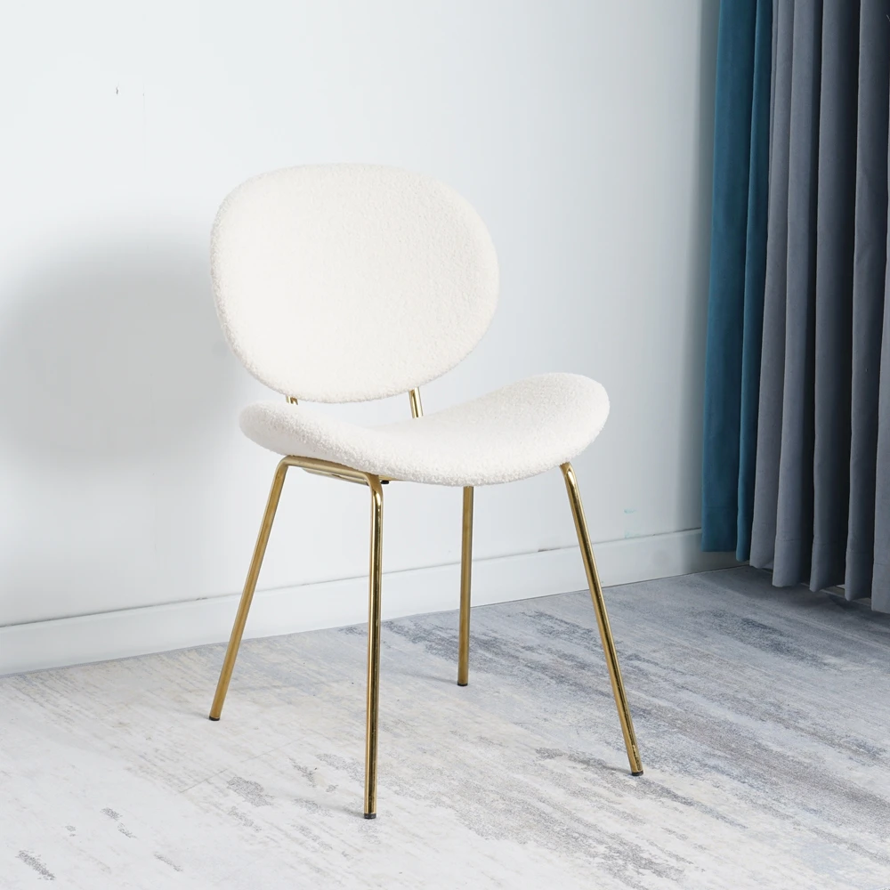 Industrial accent restaurant house decoration interior PP seat and back fabric cover golden chrome leg dining chair