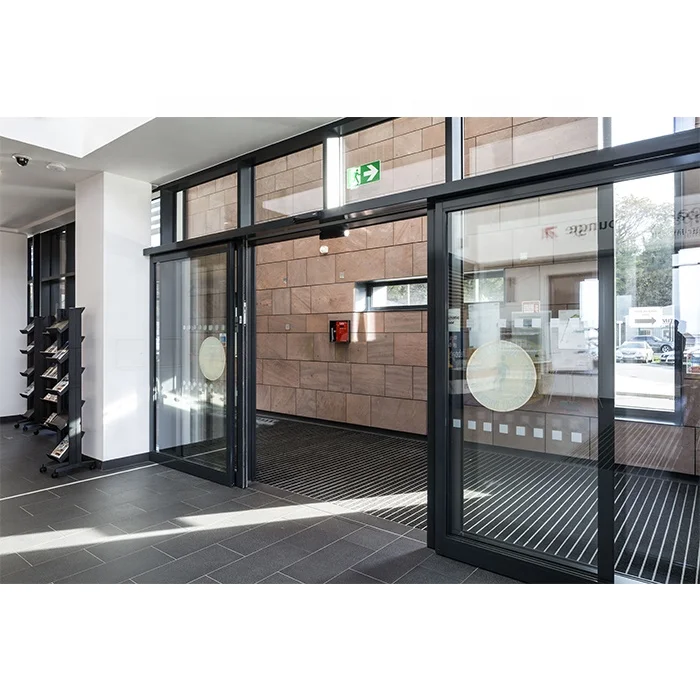 Commercial entry security sliding door aluminium glass automatic sliding door exterior
