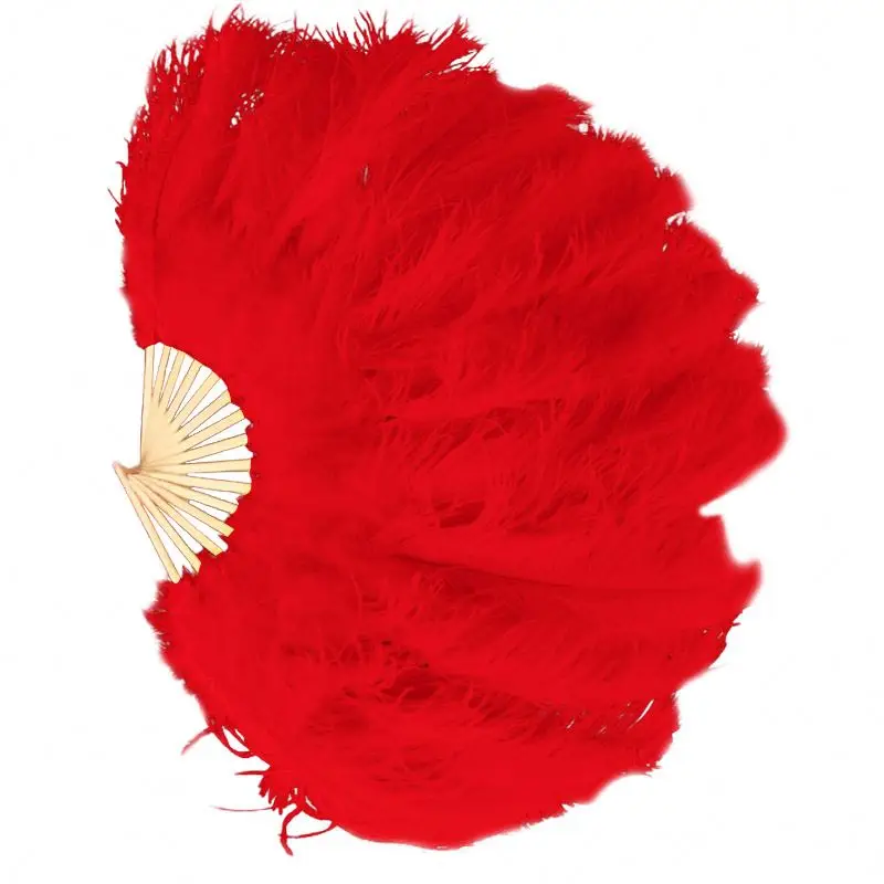 Cheap Big 75cm*110cm Handmade Ostrich Feather Folding Plumes Fan for Wedding/ Dancing