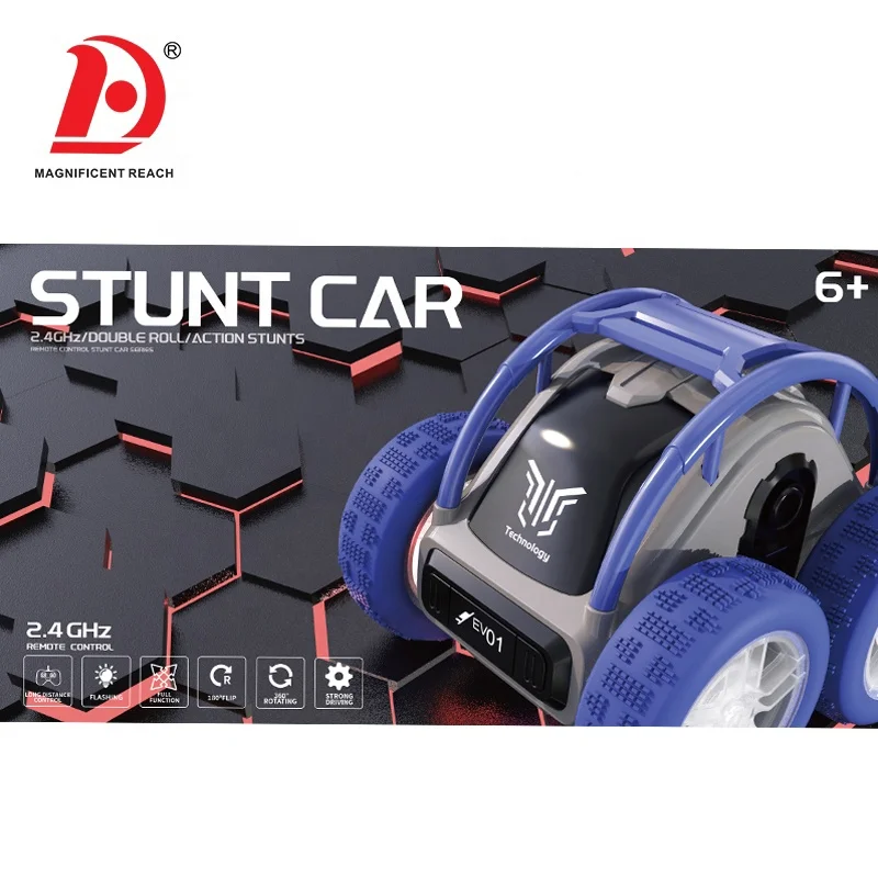 HUADA 2024 Kids Skeleton Rolling Tumbling Led Lighting 2.4Ghz Remote Control Flip Stunt RC Car Toy With Battery