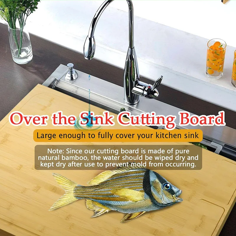 Bamboo Cutting Board and Stovetop Cover, Stove Top Cover Chopping Board with Detachable Legs and Juice Groove