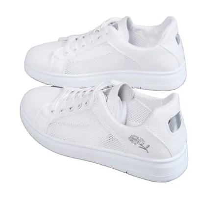 New Fashion Ladies Sneakers Vulcanized Casual Shoes Women  White Rubber Sole Autumn Low Heel Appliques Flats for Women