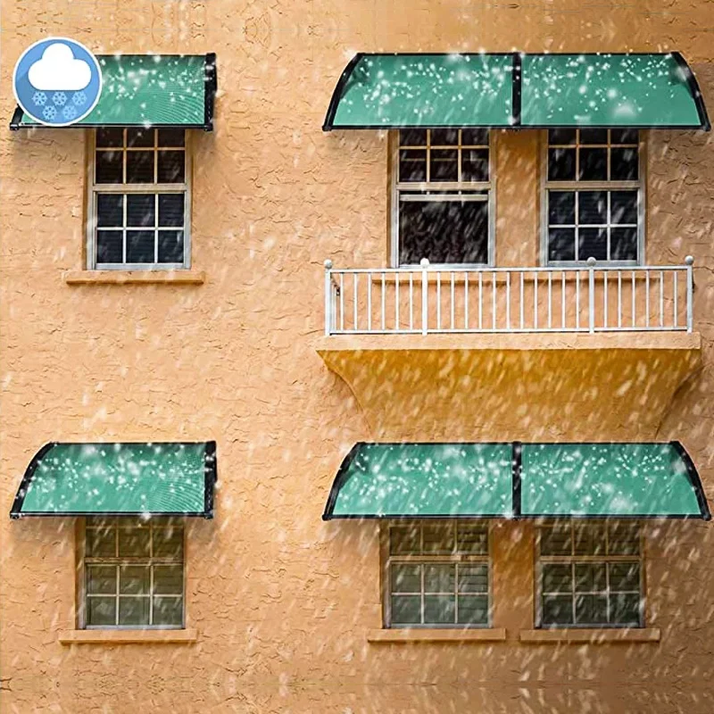 Veranda DIY Window Awning Front Door Canopy Durable Polycarbonate Sheet Strong Supporting   Arms Door Awning