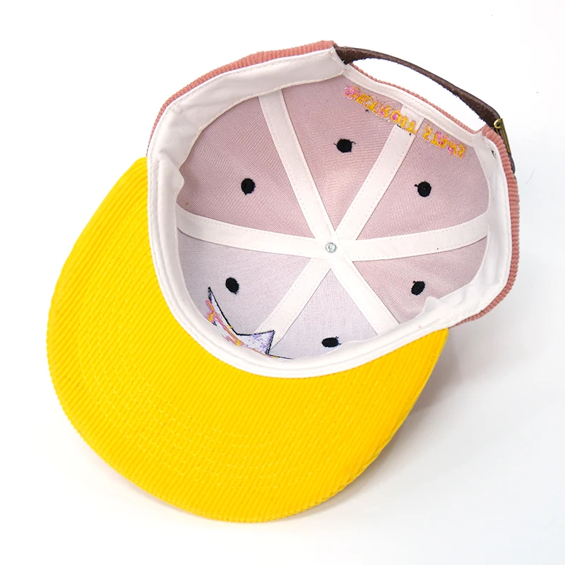 Qianzun Manufacturer streetwear retro embroidery wholesale high quality corduroy fabric a frame oem hip pop snapback cap