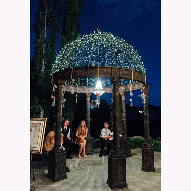 Wrought Iron Victorian Gazebo outdoor Steel Metal Garden Glass Pavilion Wedding Conservatory Greenhouse Commercial Glasshouse