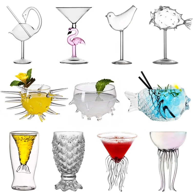 Уникальное ремесло подарок птица стекло Пляжная Вечеринка мартини стеклянная посуда животные очки коктейль