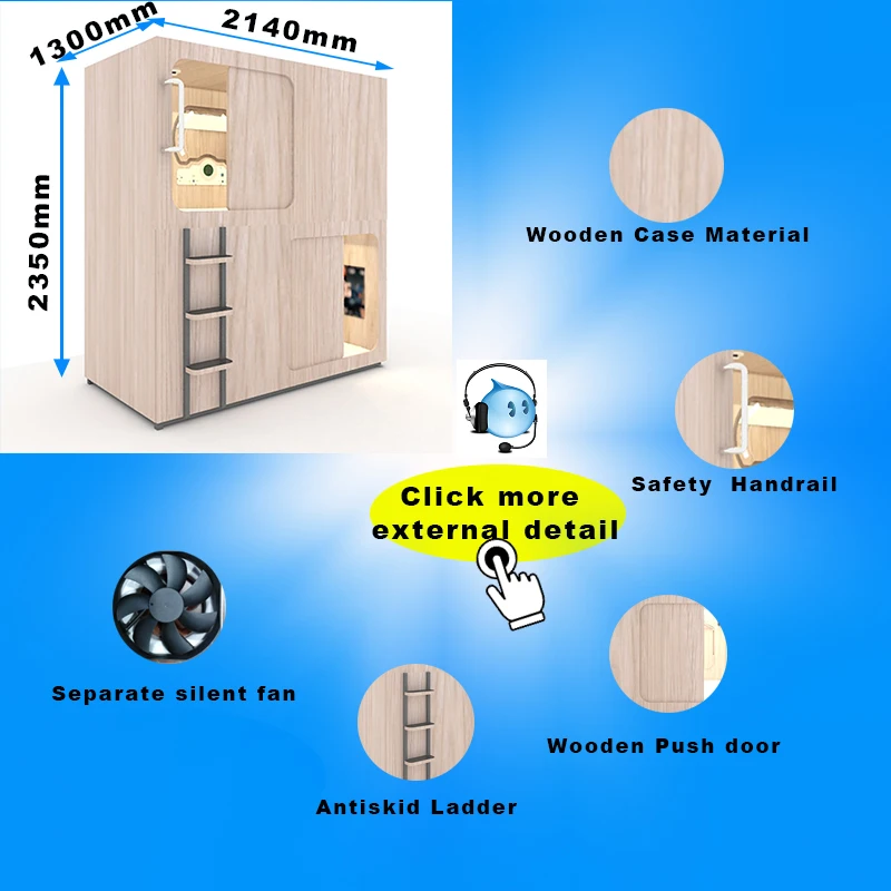 Single Sleeping Pod Bed Capsule Hotel Made in China Hotel Furniture Wood,wood Carton Modern Panel Room
