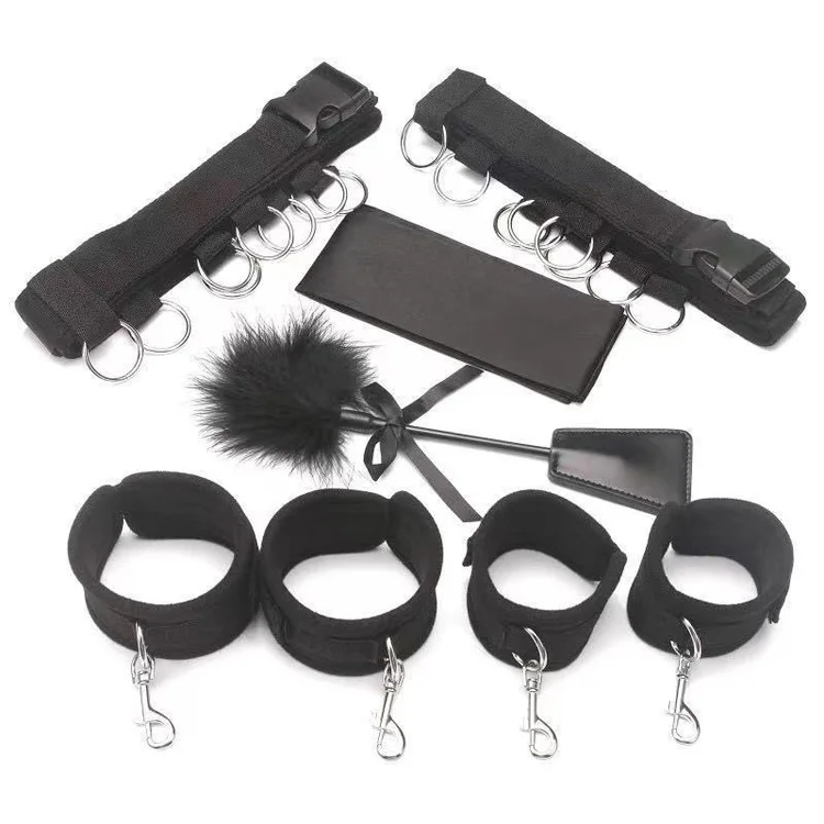 Adult SM 7 Pieces Kit Sexy Flirting Fetish Restraint Handcuffs Suit Erotic Set Sex Toys Bdsm Bondage Gear