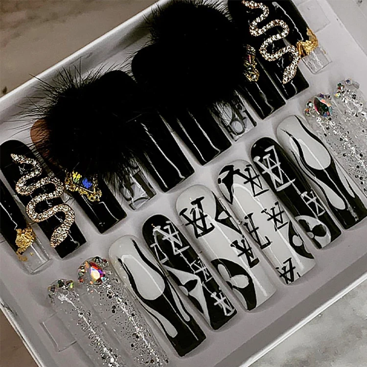 High Quality Gel Art Nails Packaging Box Press On Nails Custom Coffin Artificial Fingernails