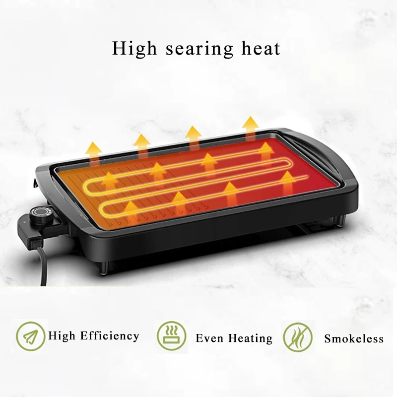 2 в 1 Электрический гриль барбекю и гриль с термостатом