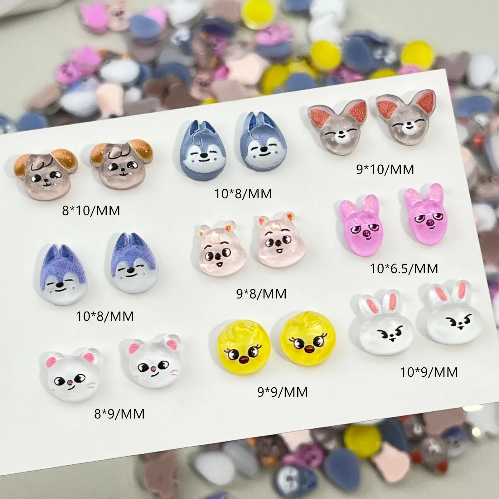 50pcs Resin Mini Cartoon Rabbit Bear Nail Art Charms Decorations Flatback Rhinestones For Nails DIY Manicure Jewelry Accessories