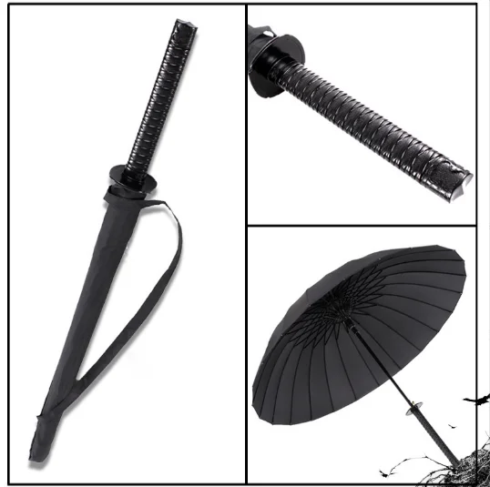 Chinese supplier 8ribs 16 ribs 24 ribs samurai katana japanese sword umbrella with cover