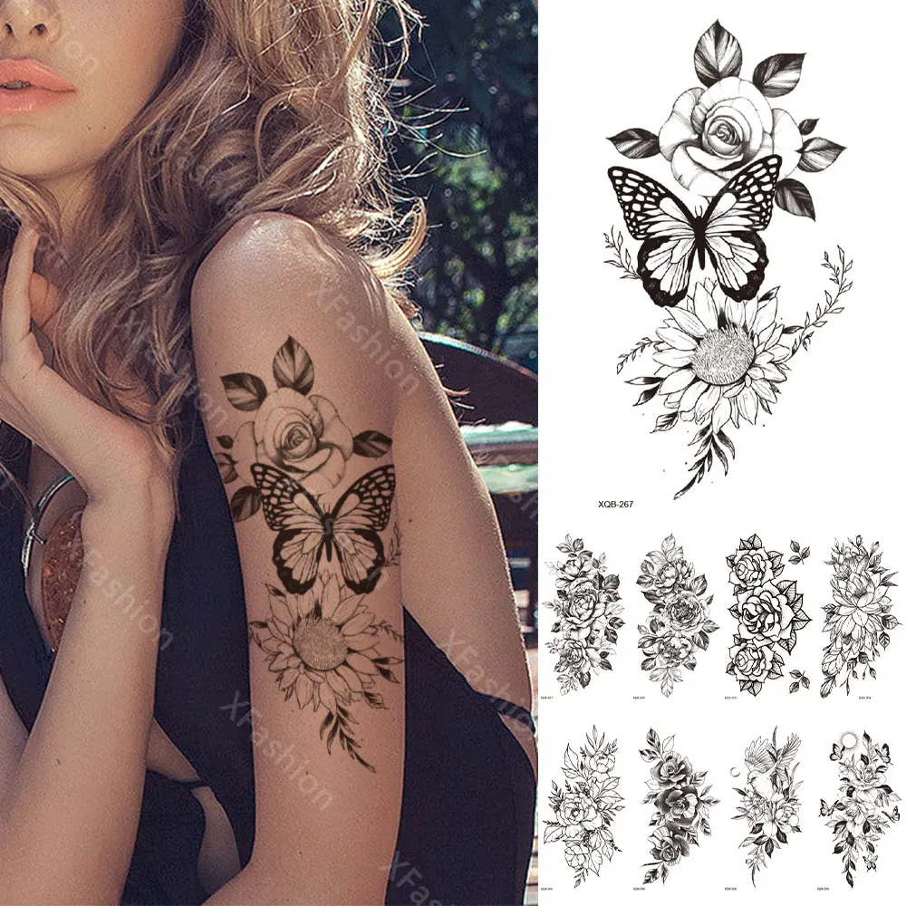 BH Long Lasting Herbal Juice Semi-Permanent Men Girl Arms Body Beauty Realistic waterproof Temporary Fake Tattoo Stencil Sticker