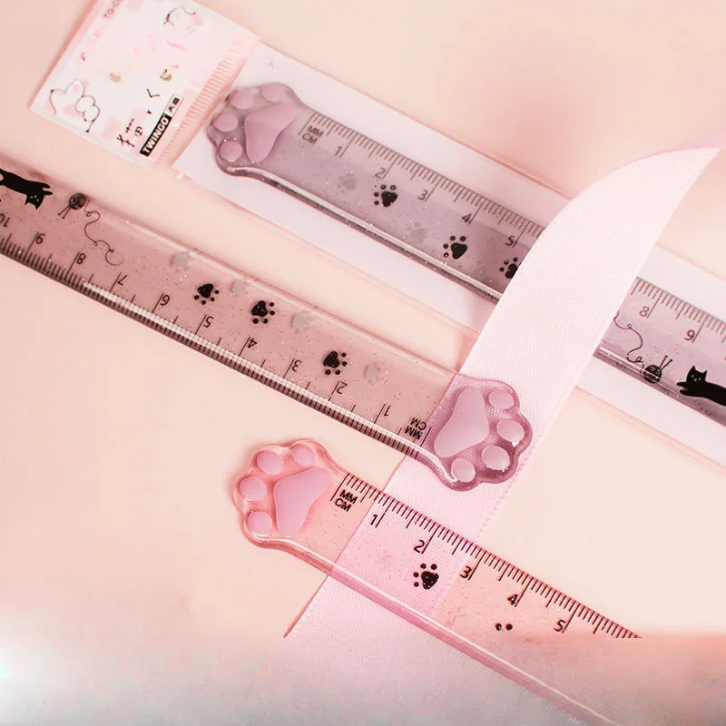 Cat claw ruler 15cm student creative stationery measuring ruler high value cat claw transparent plastic ruler spot wholesale