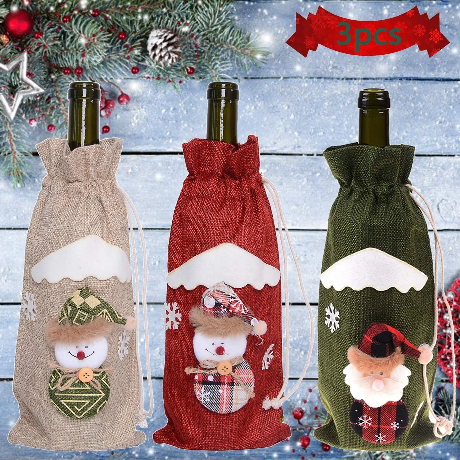 
Merry Christmas Decor Wine Bottle cover Home Santa Bottle Bag Christmas Ornaments Navidad Xmas Decor Wine Bottle Cover 