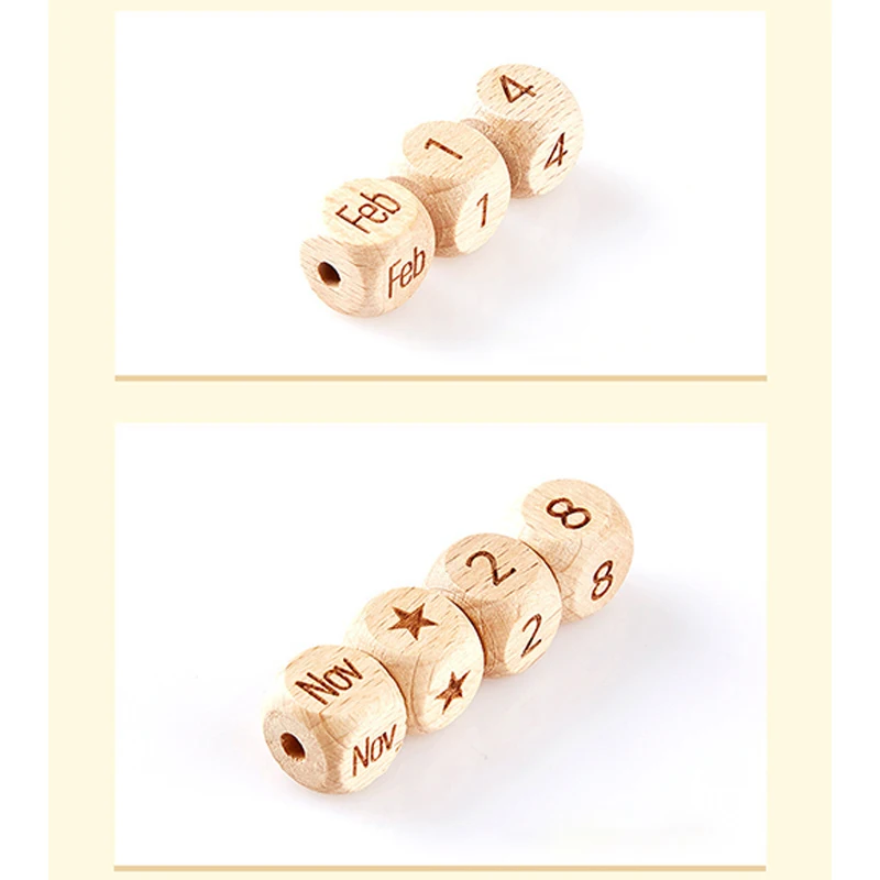 Beech Wood Single Alphabet beads english letter arabic numerals numbers month date wooden beads for jewelry making