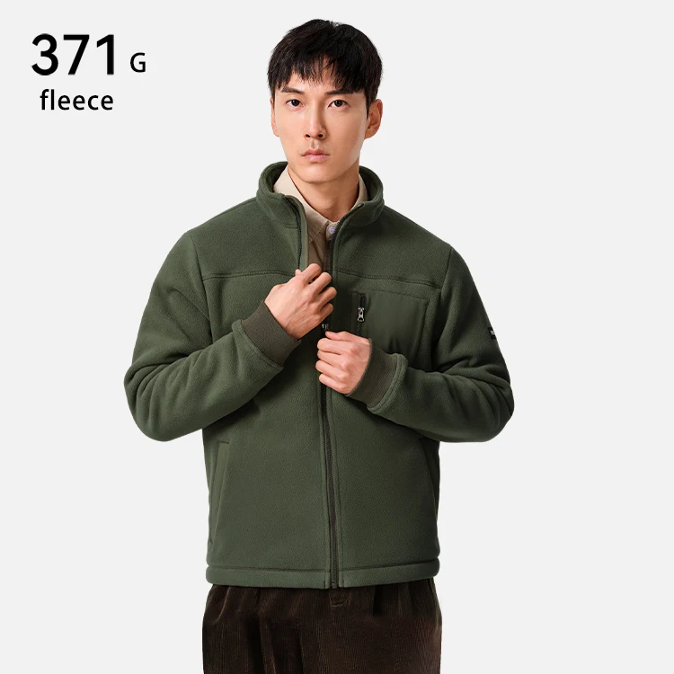 Warm Fleece Ment Shirt Polyester Lining Stand Men Winter Coats Fleece Jacket Winter Items Winter Clothes Print Man 2023 Loose