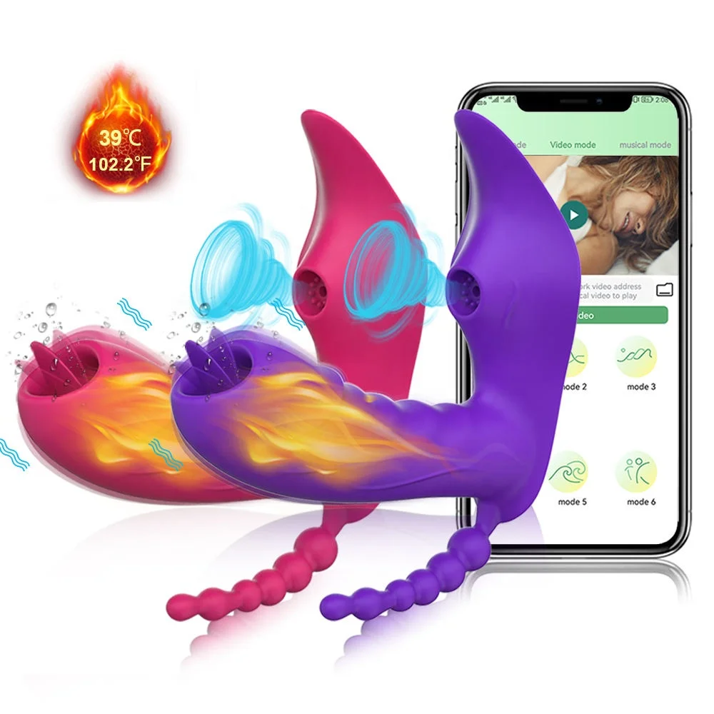 PINKZOOM Wearable Women Masturbation Sex Toys 3 in 1 APP control Butterfly Vibrator Female Sucking Clitoris vibrator