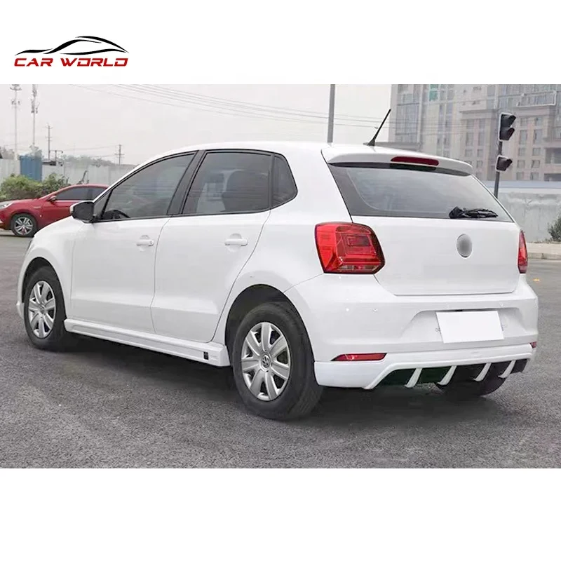 Car World Style Car Face kit For 2014 2016 Polo Front Lip Rear Lip Side Skirts Car Body kit For 2015 POLO Plastic Material