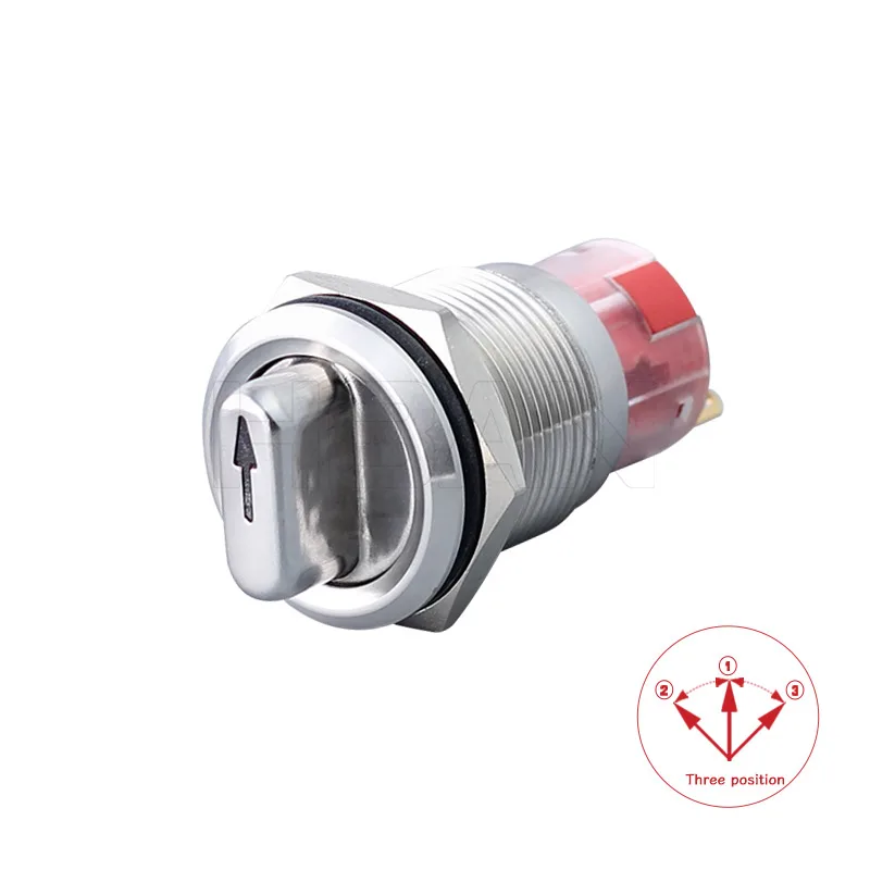 CE ROHS waterproof maintained type 19mm on off rotary 2 pin selector switch 3 position