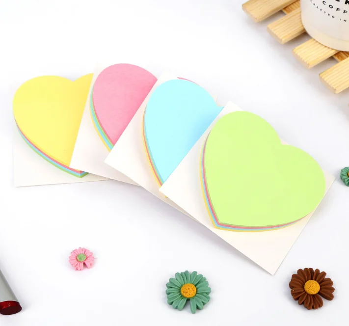 YIHENG Heart Shape Customsticky note fluorescent color ruler square memo pad school supplies index tabs bookmark