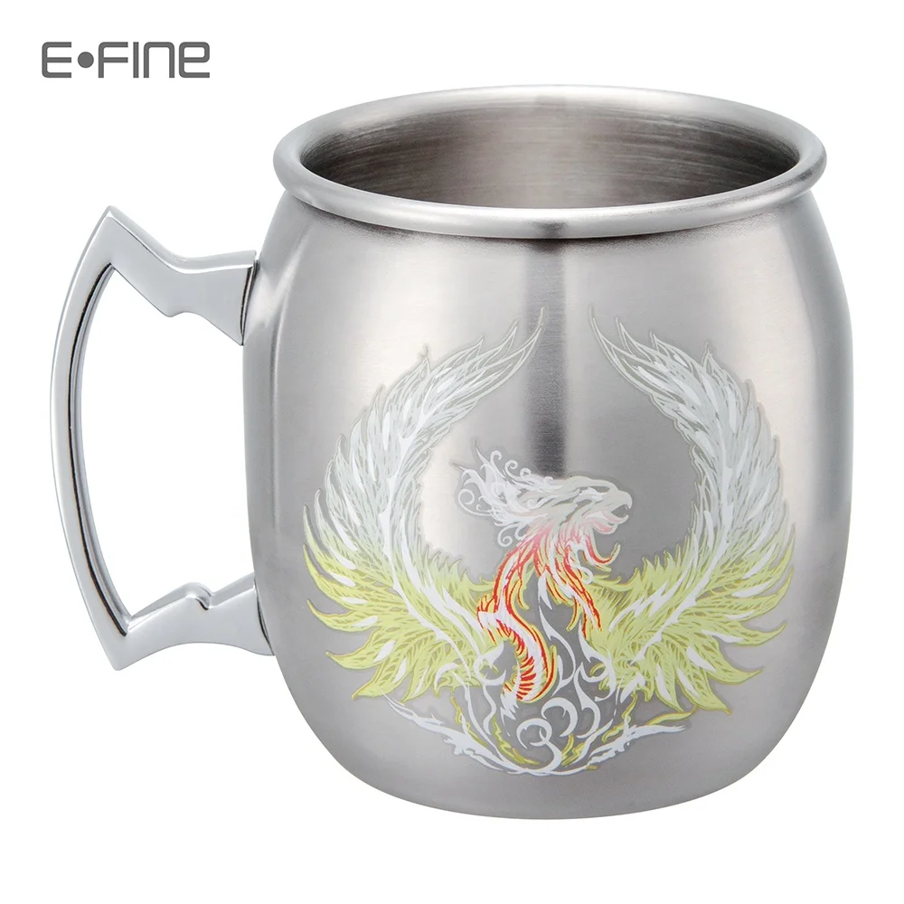 EFINE Stainless Steel Bar Mugs Creative Cup Cold Heat Temperature Sensitive Color Changing Magic Mug with Handle