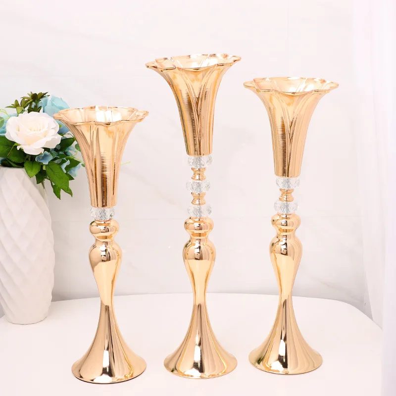 
Best Selling Gold Metal Flower Stand Wedding Centerpiece Decoration 